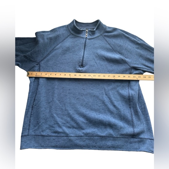 Men’s Large Tommy Bahama Quarter Zip Long Sleeve Blue Pullover Shirt Cotton - Picture 4 of 7